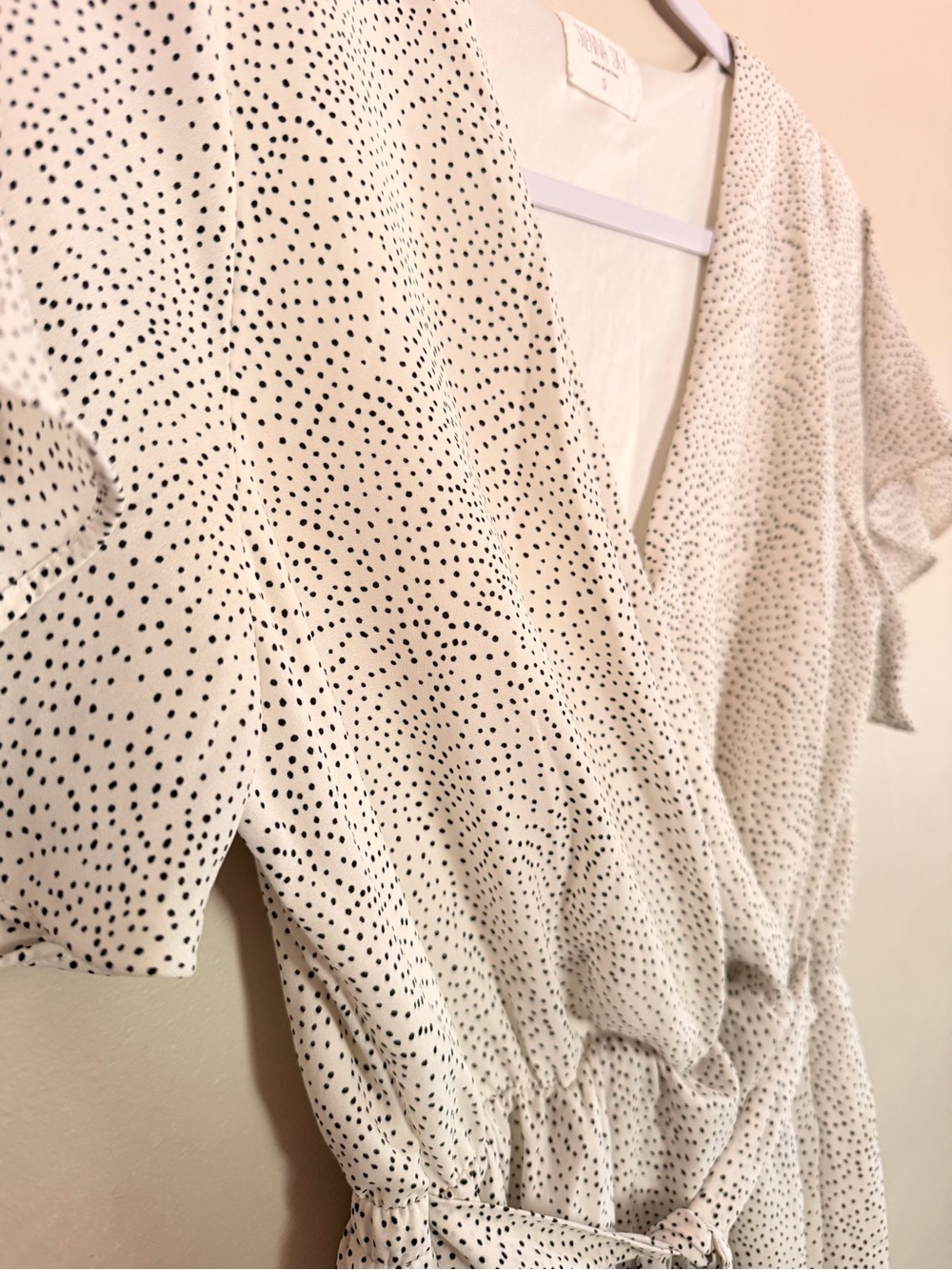 Sienna Sky Ivory Wrap Tunic with Black Dot Print